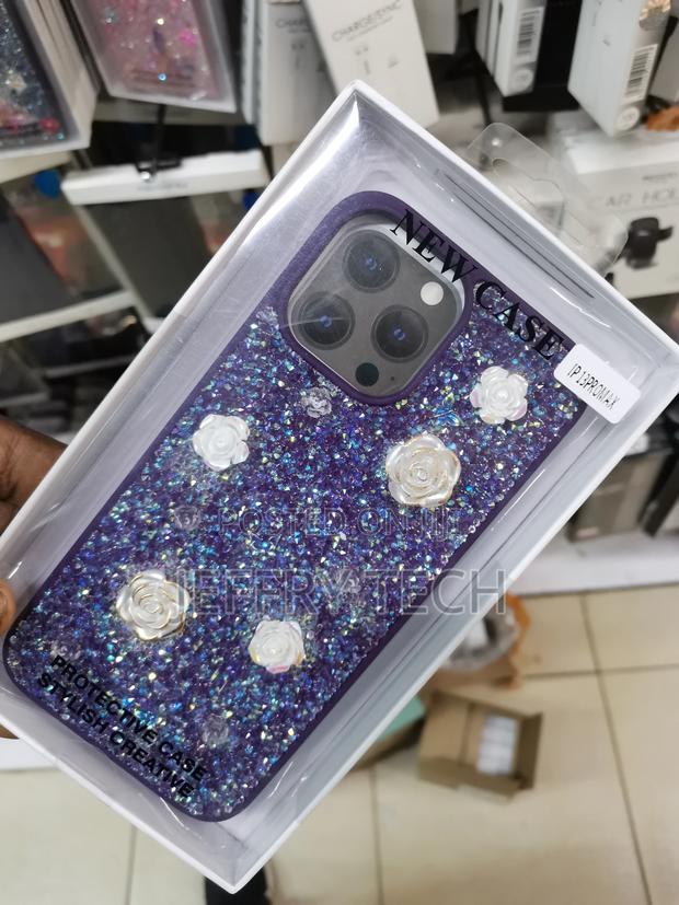 Rose Glitter Flower Luxury Case for iPhone 13 Pro Max-Purple - thumbnail 3