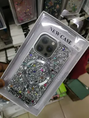 iPhone 13 Flower Glitter Case Compatible With Magsafe-Silver