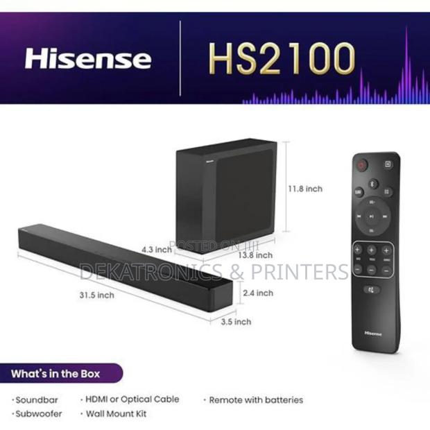 Hisense Hs3100 Sound Bar 3.1 Ch 480 Watts - thumbnail 2