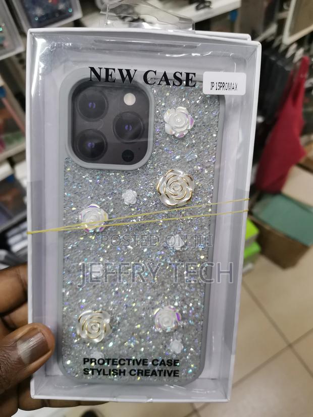 Rose Glitter Flower Phone Case iPhone 15 Pro Max-Gray - main view