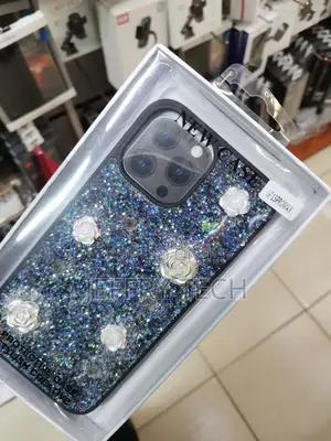 Rose Glitter Flower Phone Case - iPhone 13 Pro Max-Black