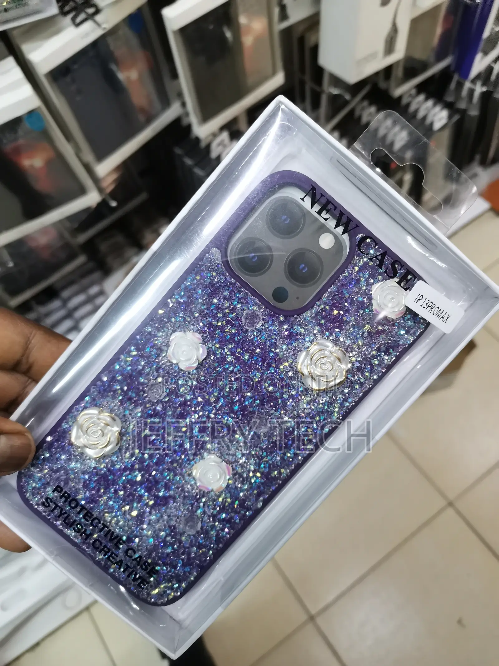 Rose Glitter Flower Cute Phone Case-Iphone 13 Pro Max-Purple