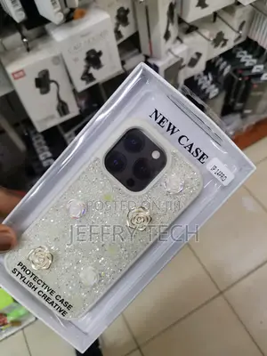 Rose Glitter Flower PC (Hard) Case - iPhone 14 Pro-Beige