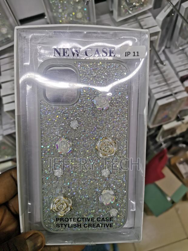 Rose Glitter Flower PC (Hard) Phone Case - iPhone 11-Beige