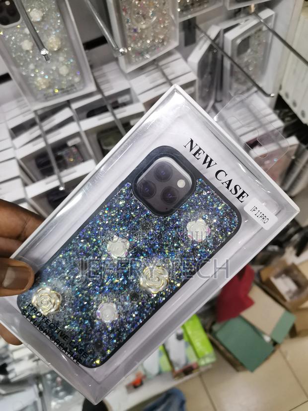 Rose Glitter Flower PC (Hard) Case - iPhone 11 Pro-Black - thumbnail 2