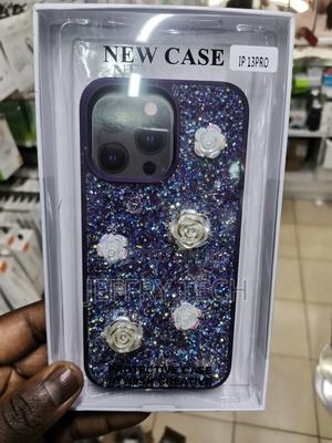 Rose Glitter Flower PC Cute Case - iPhone 13 Pro-Black - thumbnail 2