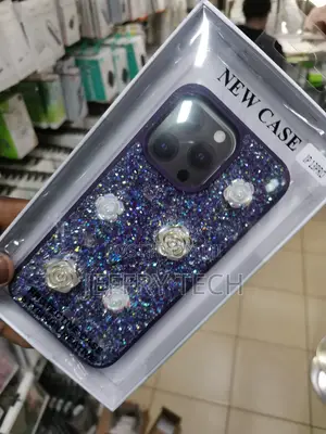 Rose Glitter Flower PC Cute Case - iPhone 13 Pro-Black
