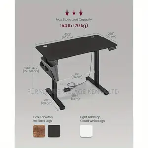 Office Desk: Black Electric Height Adjustable Desk