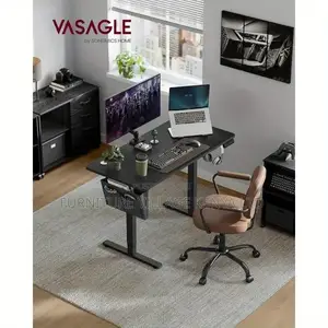 Office Desk: Black Electric Height Adjustable Desk