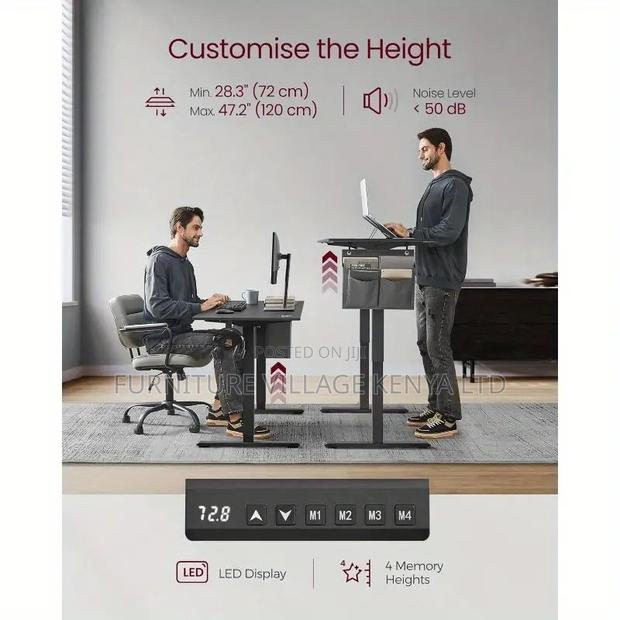 Office Desk: Black Electric Height Adjustable Desk - thumbnail 4