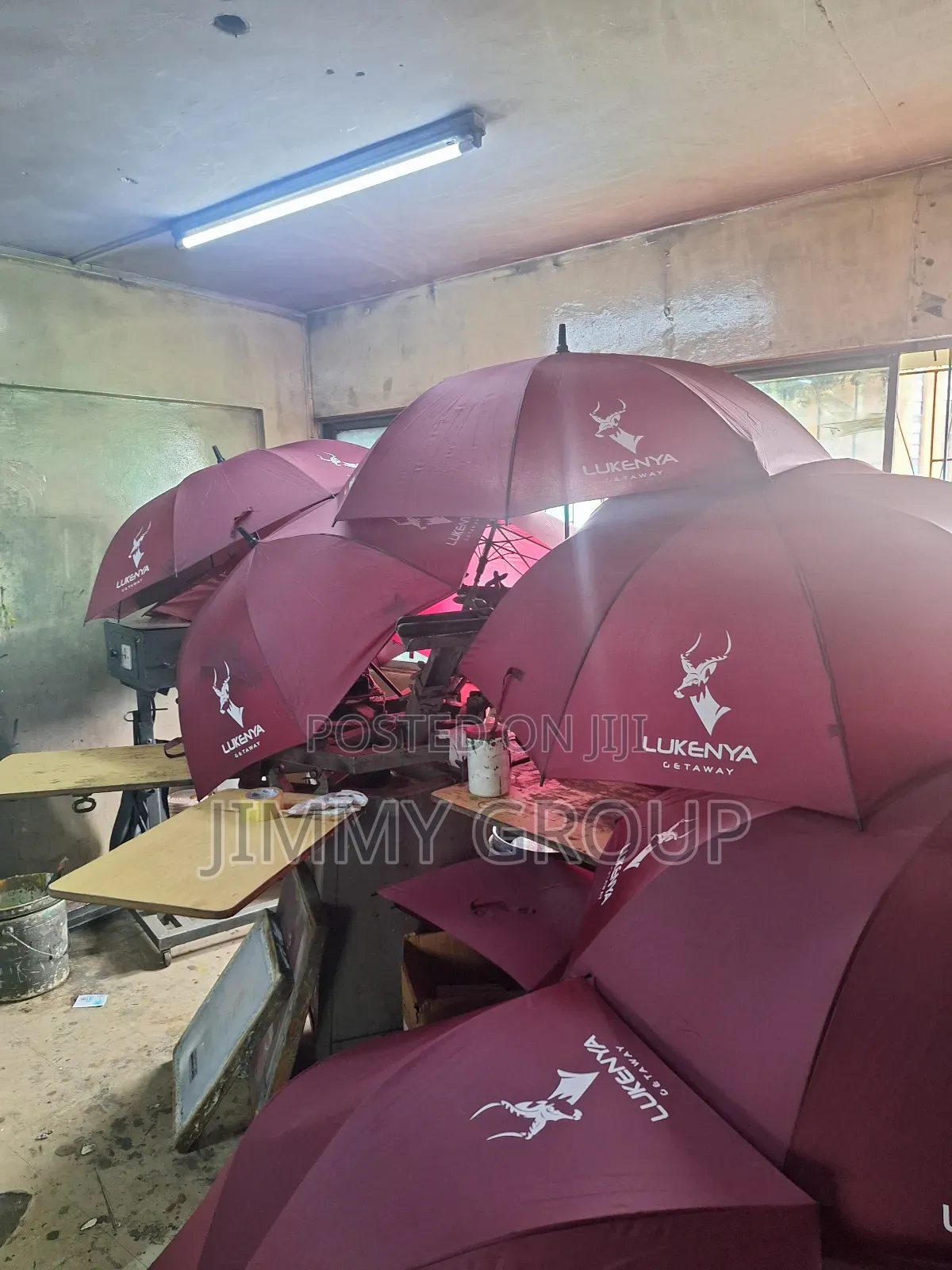 Maroon, Brown Umbrellas