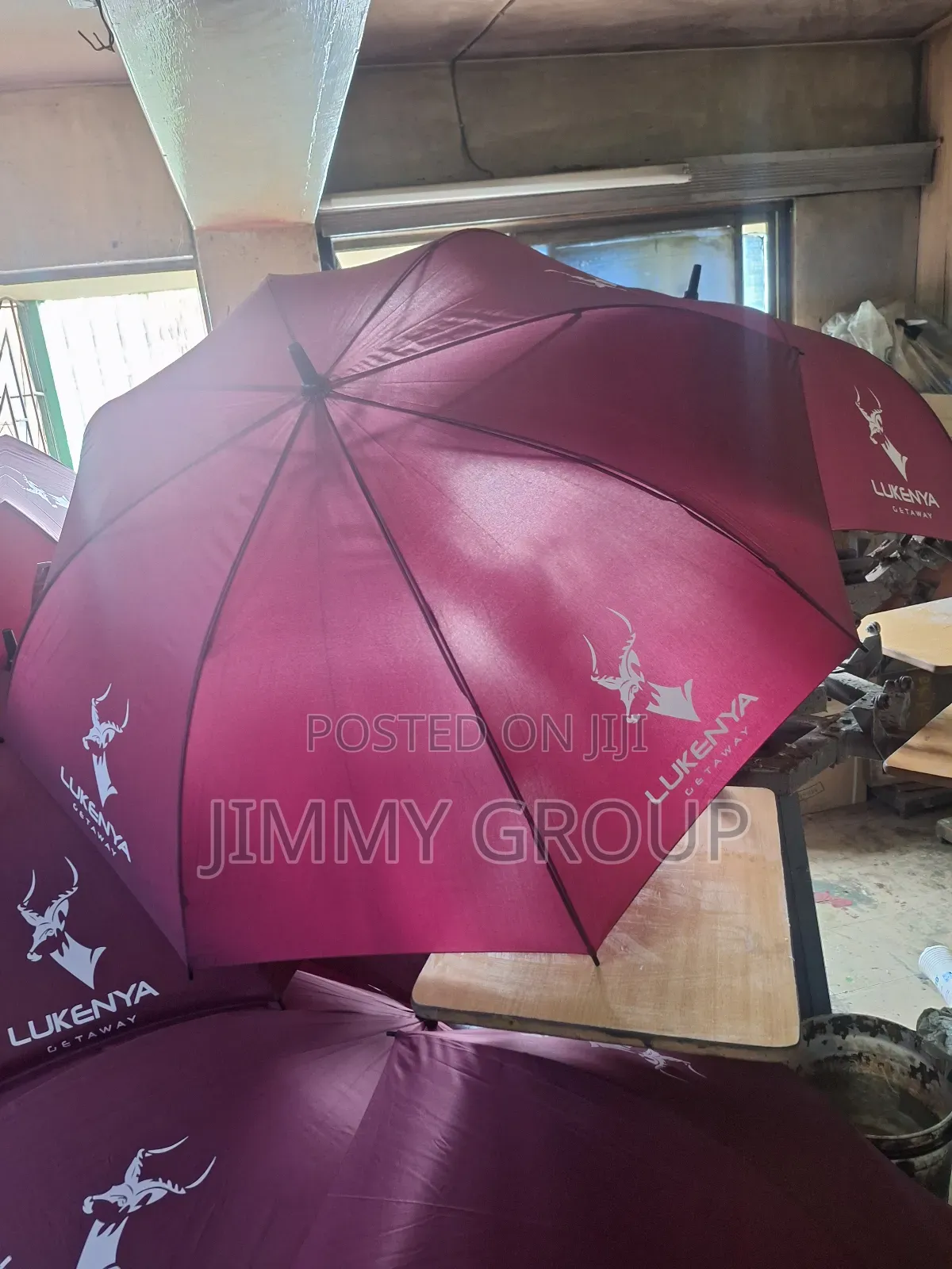 Maroon, Brown Umbrellas
