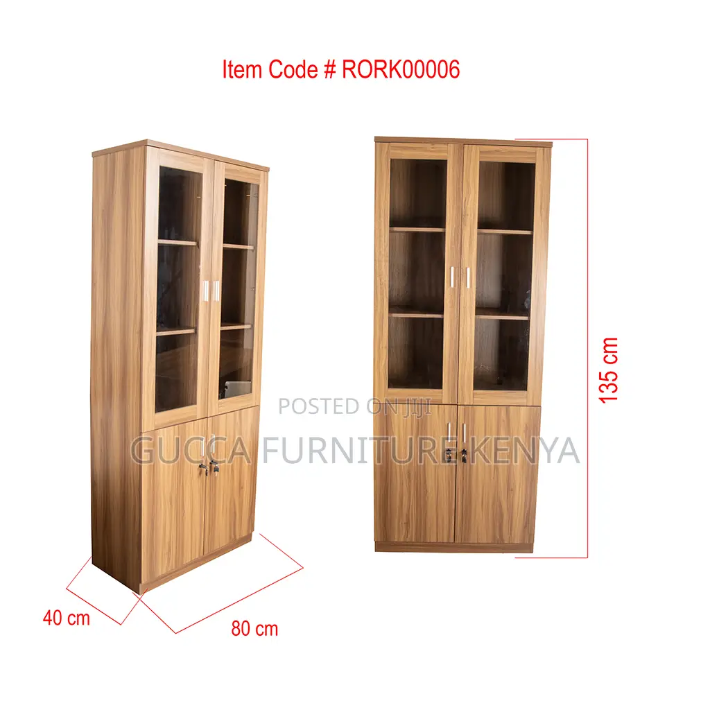 Cabinets: 2-Glass Door Wooden Storage Cabinet