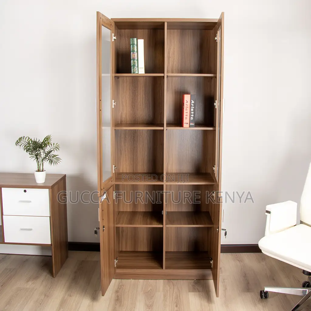 Cabinets: 2-Glass Door Wooden Storage Cabinet