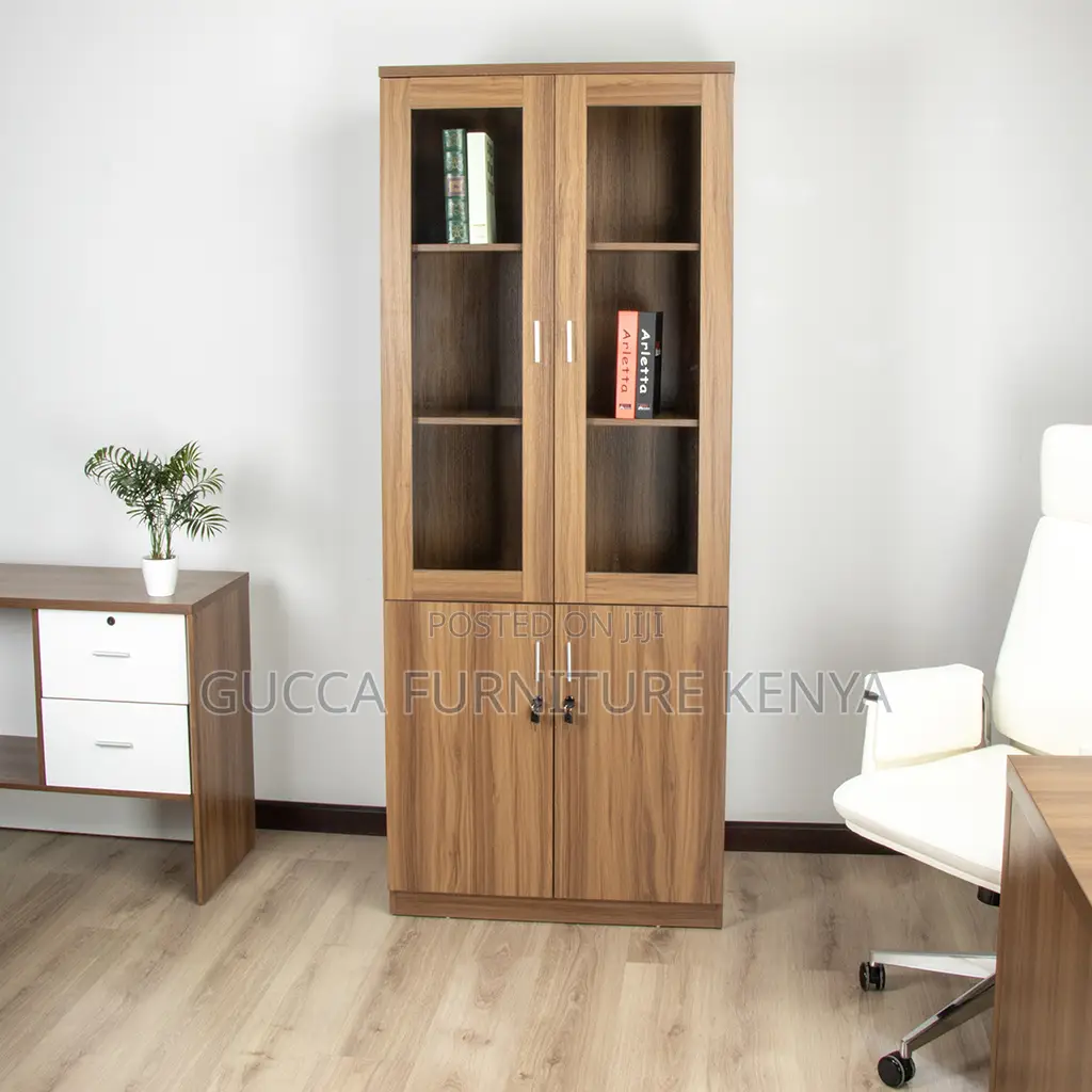 Cabinets: 2-Glass Door Wooden Storage Cabinet