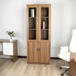 Cabinets: 2-Glass Door Wooden Storage Cabinet