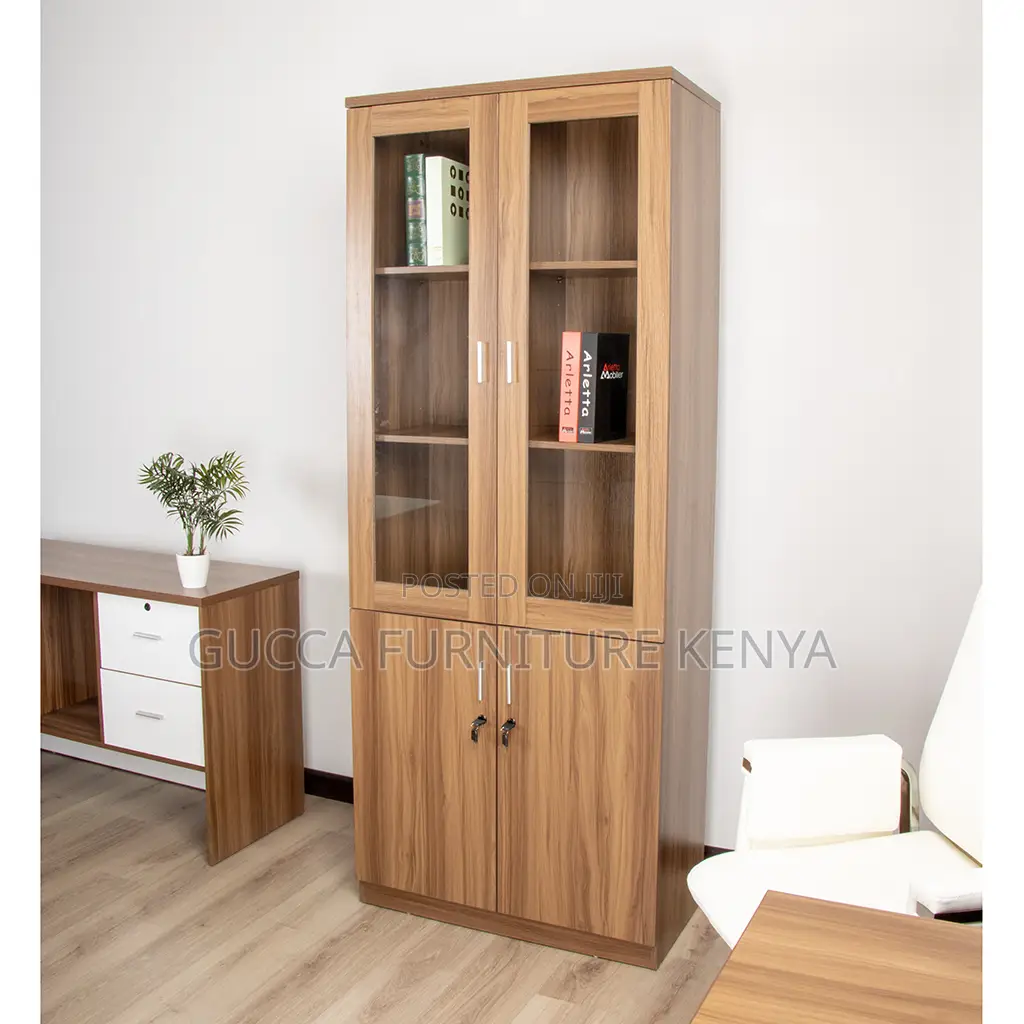 Cabinets: 2-Glass Door Wooden Storage Cabinet