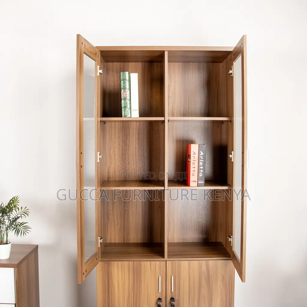 Cabinets: 2-Glass Door Wooden Storage Cabinet