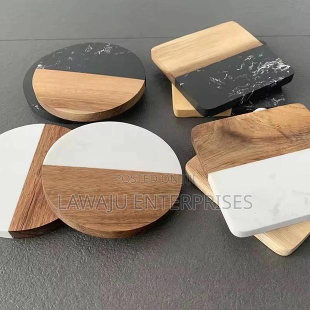 6pcs Heavy Marble Wood Coasters