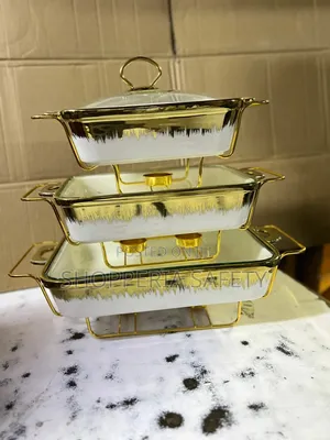 Gold Ceramic Chaffing Dishes- 3pcs