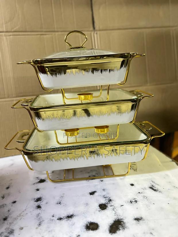 Gold Ceramic Chaffing Dishes- 3pcs