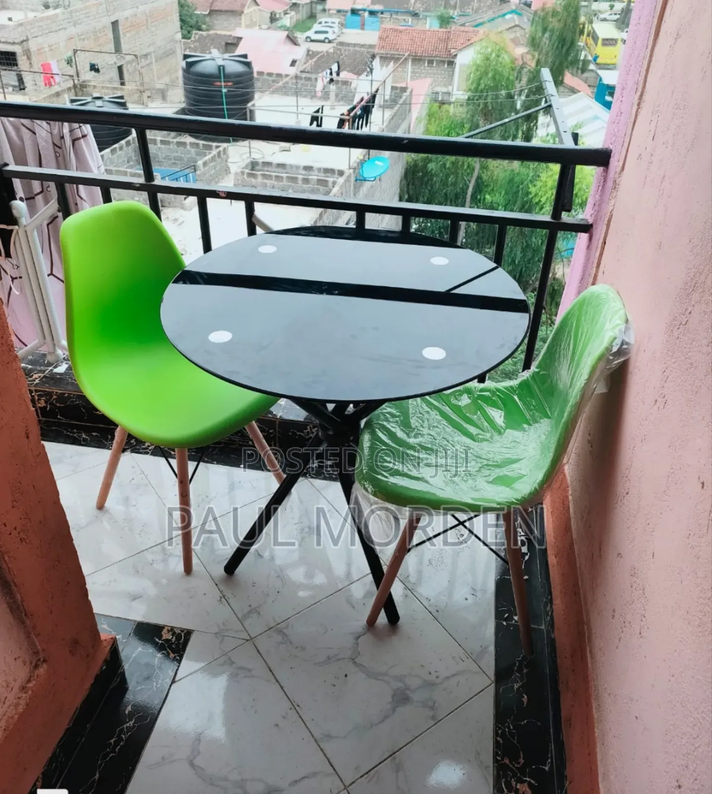 Glass Dining Outdoor Table With Two Dining Chairs
