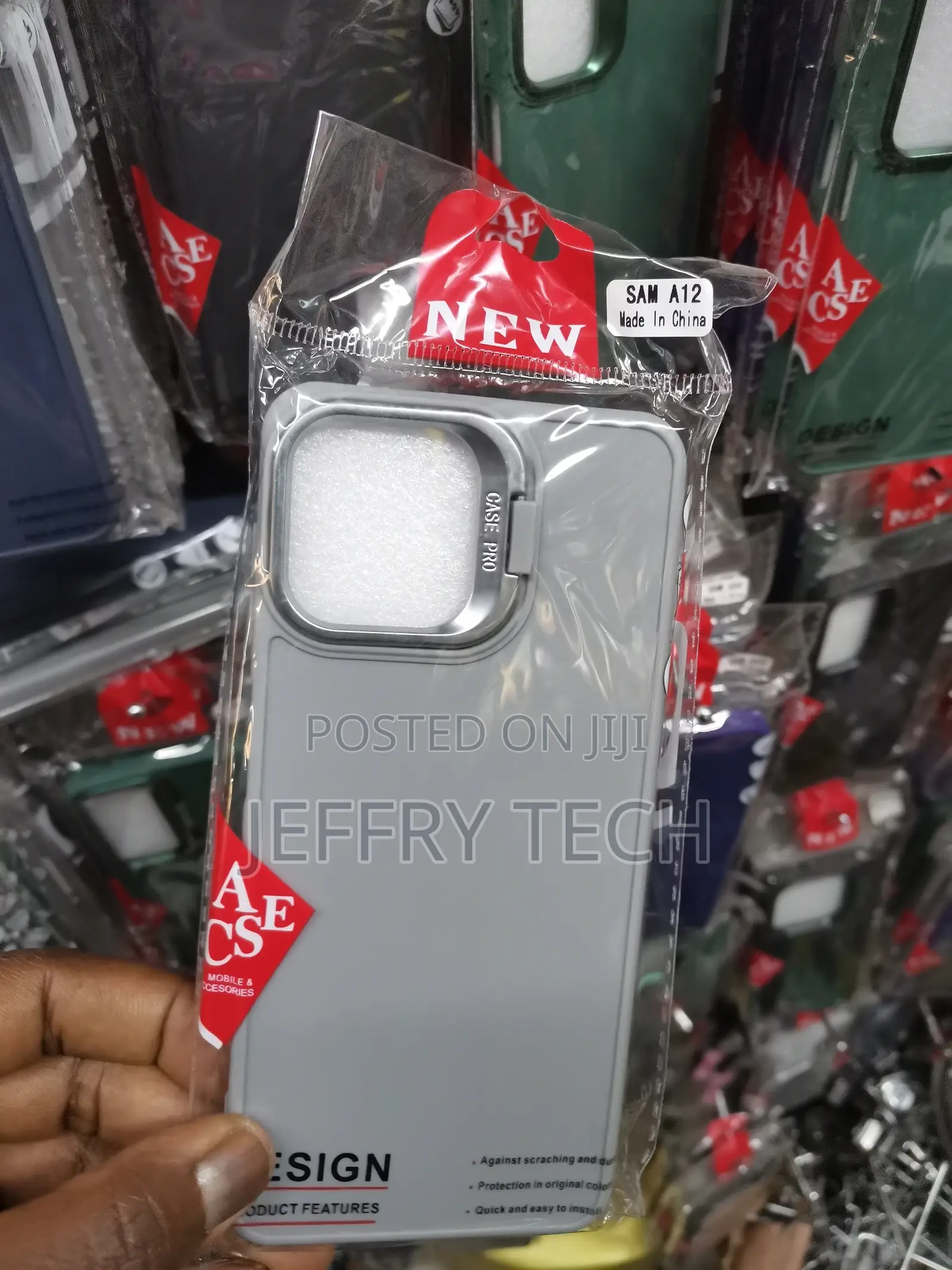Samsung Galaxy A12 Back Case With Camera Frame Stand-Gray