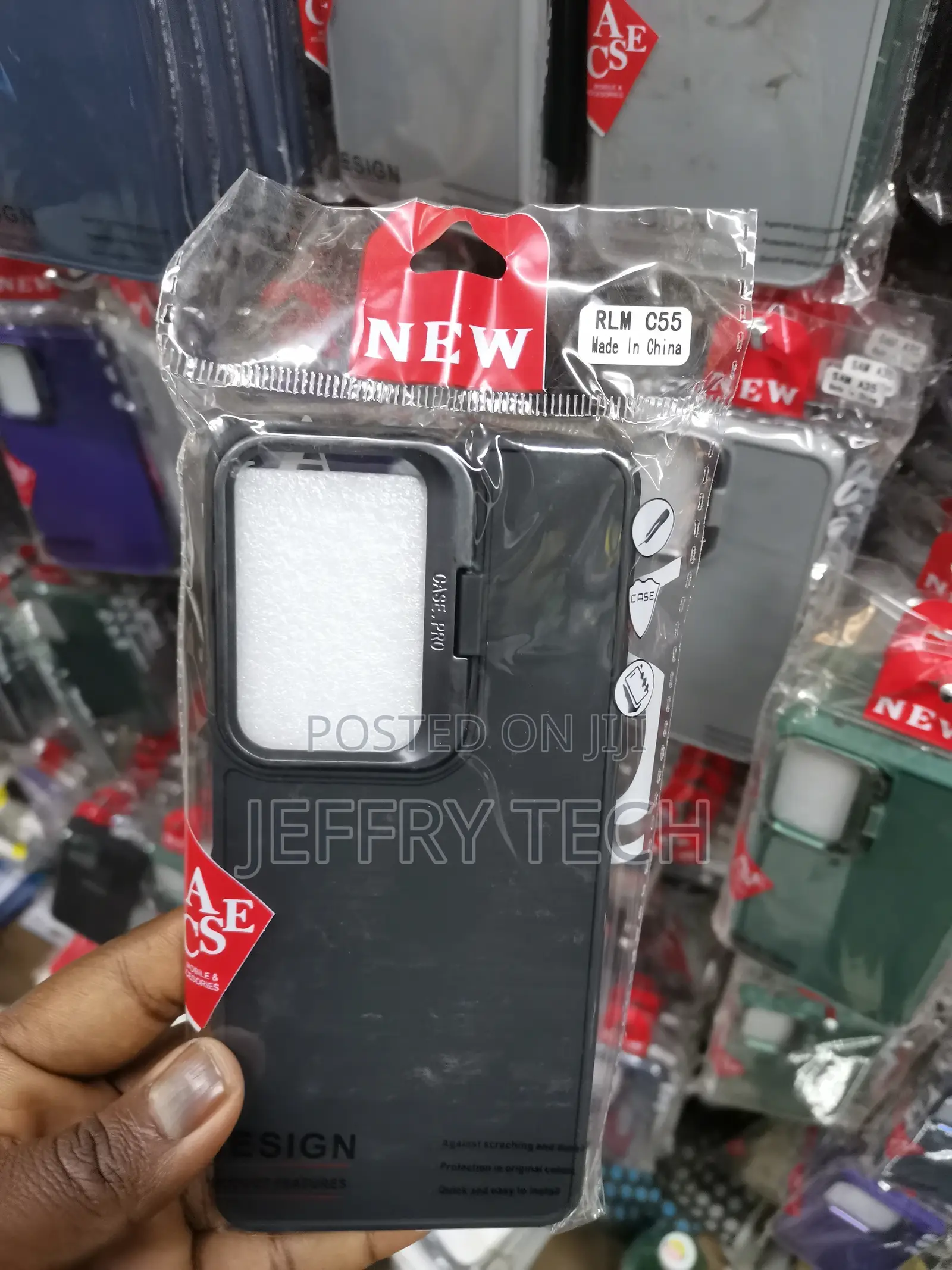 Realme C55 Case With Camera Protection Standing Frame-Black