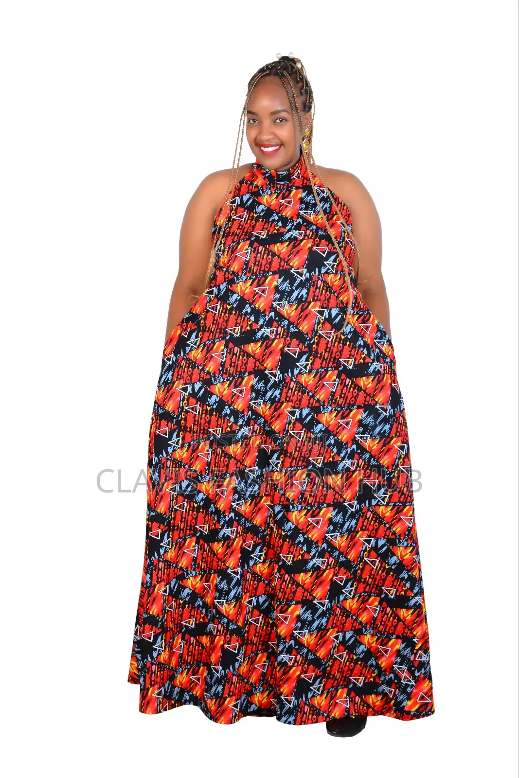 Ready Made Afri Sunrise Halter Neck Maxi Dress