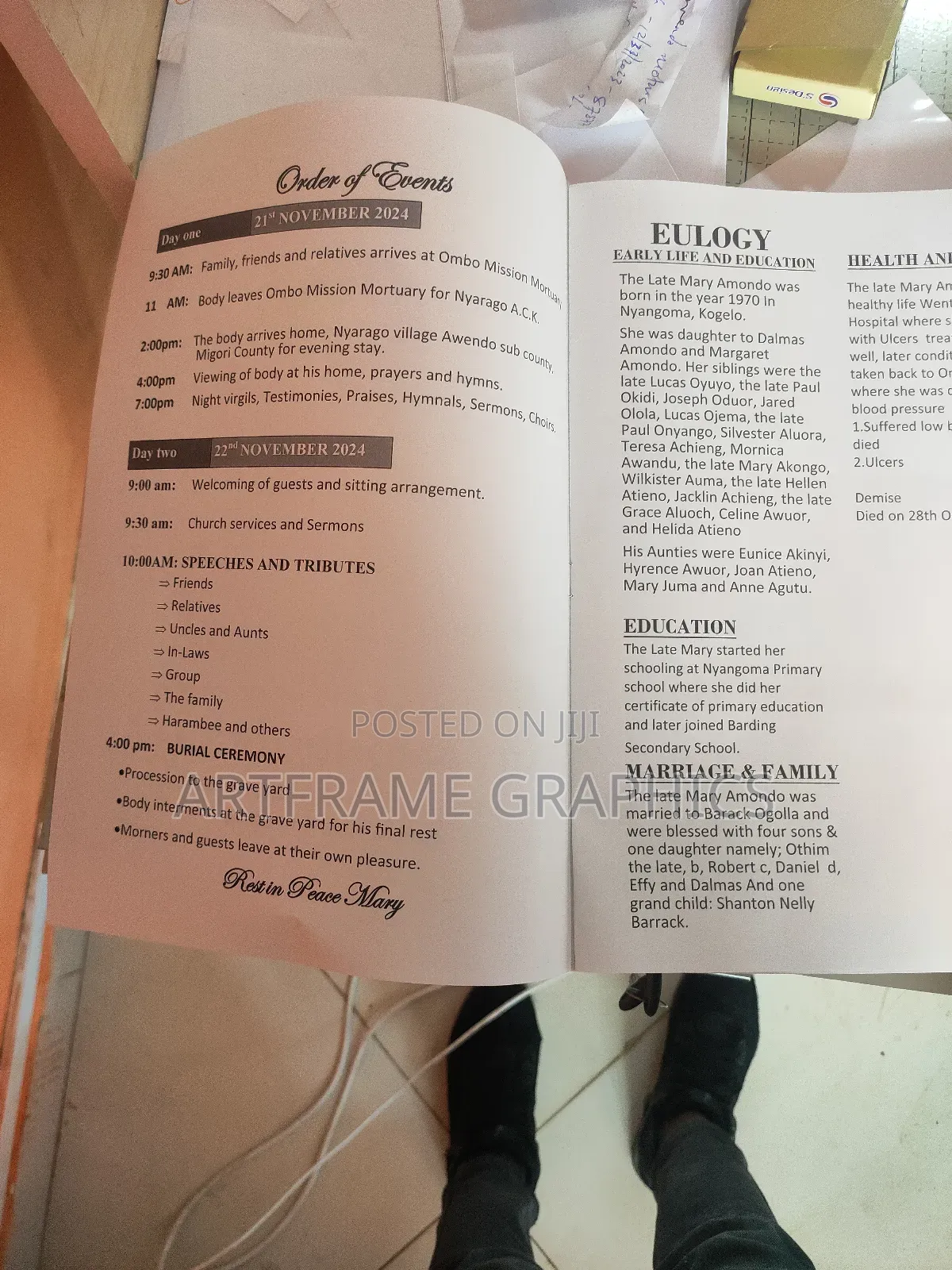 Eulogy A5 Printing Bulk 8 Pages 600 - 1000