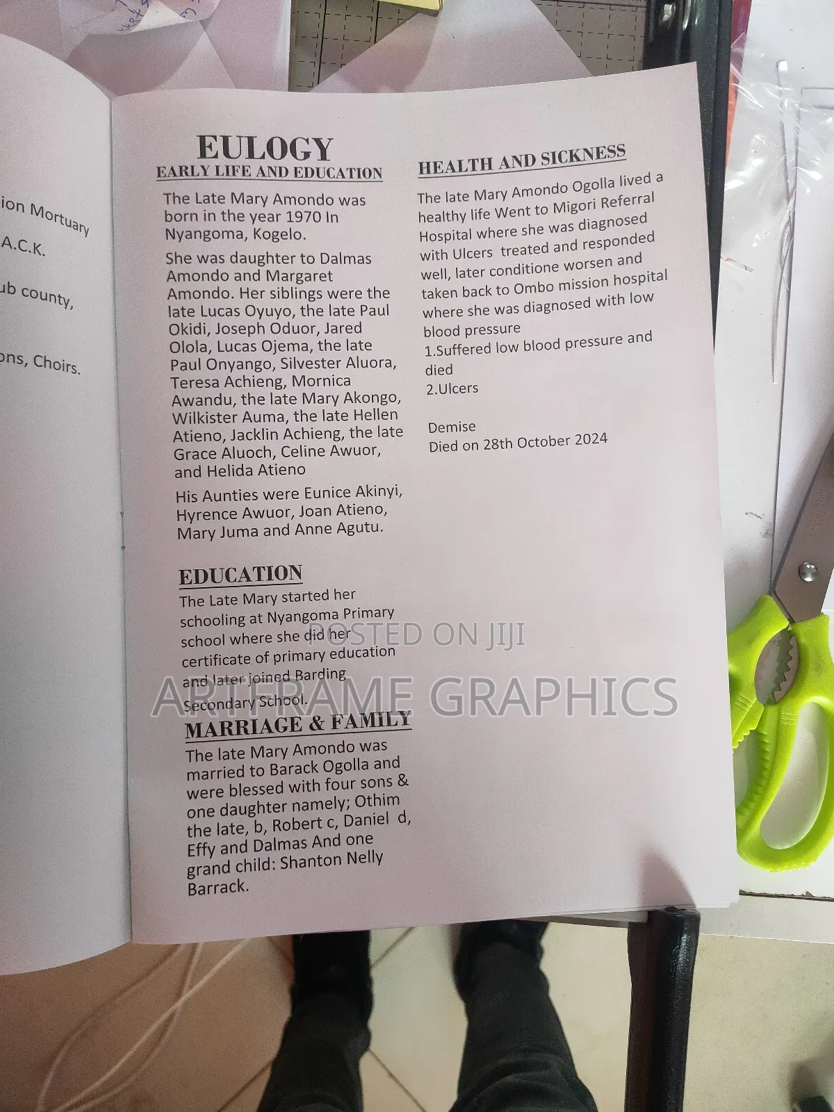 Eulogy A5 Printing Bulk 8 Pages 600 - 1000