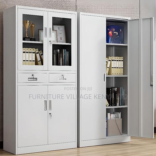 Office Cabinet: Half-Glass Cabinet With Drawers