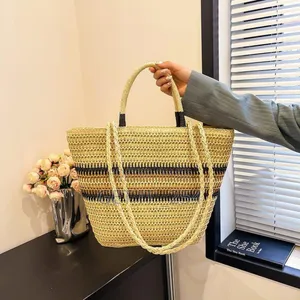 *French Color Block Woven Tote Bag