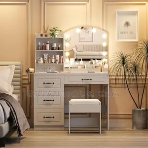 Dressers: Modern Makeup Vanity Desk With Light and Stool