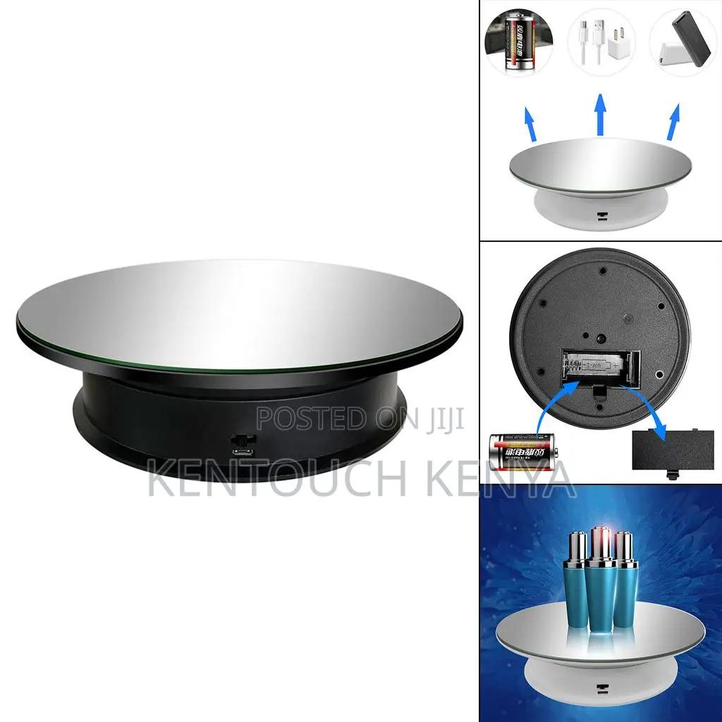 Electric 360 Rotating Display Turntable Stand Glass Top Ads