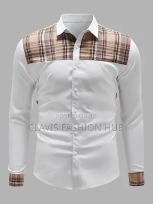 White Well Fitting Shirt With Kitenge Print for Men