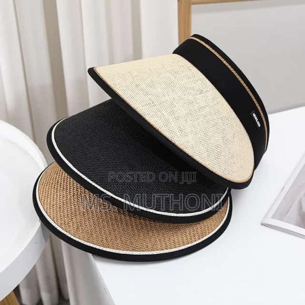UV Protection Straw Hat With Open Top, - thumbnail 2