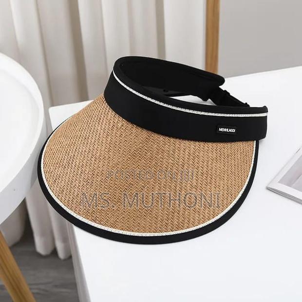 UV Protection Straw Hat With Open Top, - thumbnail 4