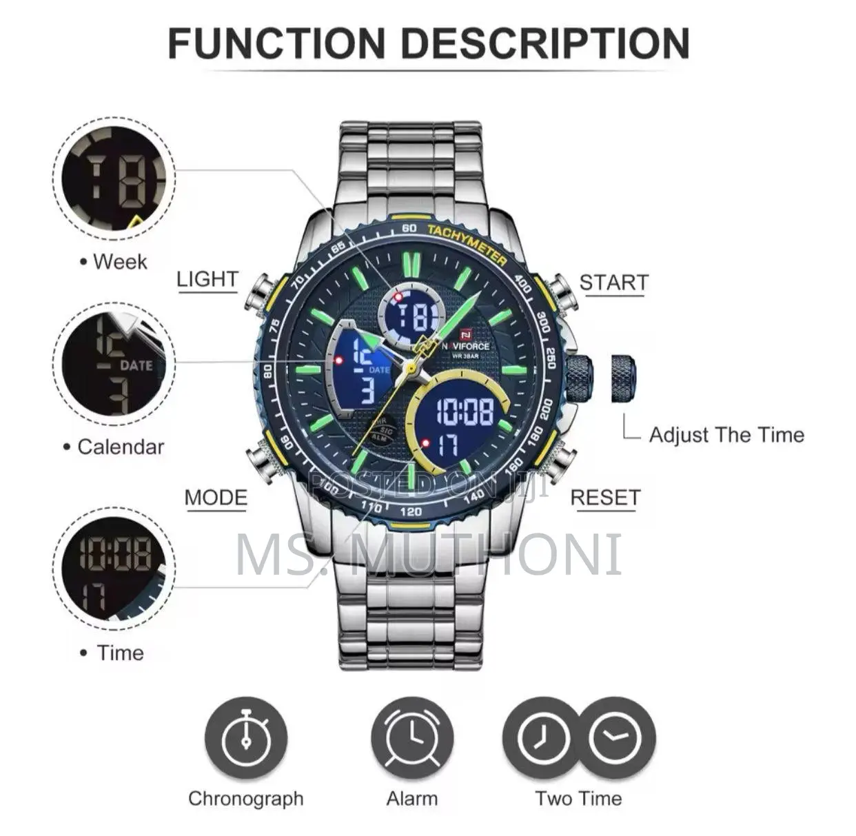 Naviforce Gents Watch #Nf 9182(Mettalic)