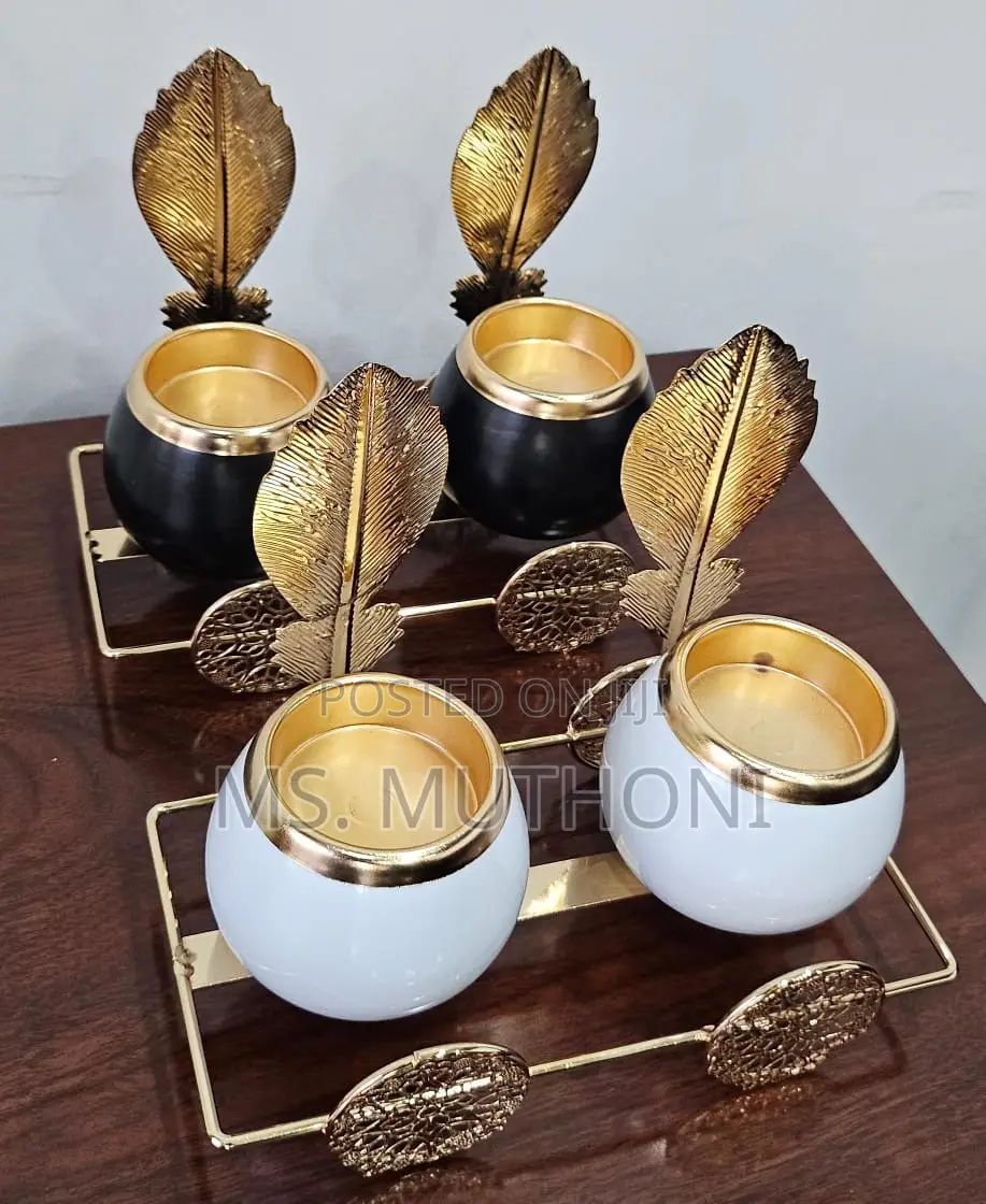 *2in1 Ceramic Candle Holder in Gold Leaf Stand