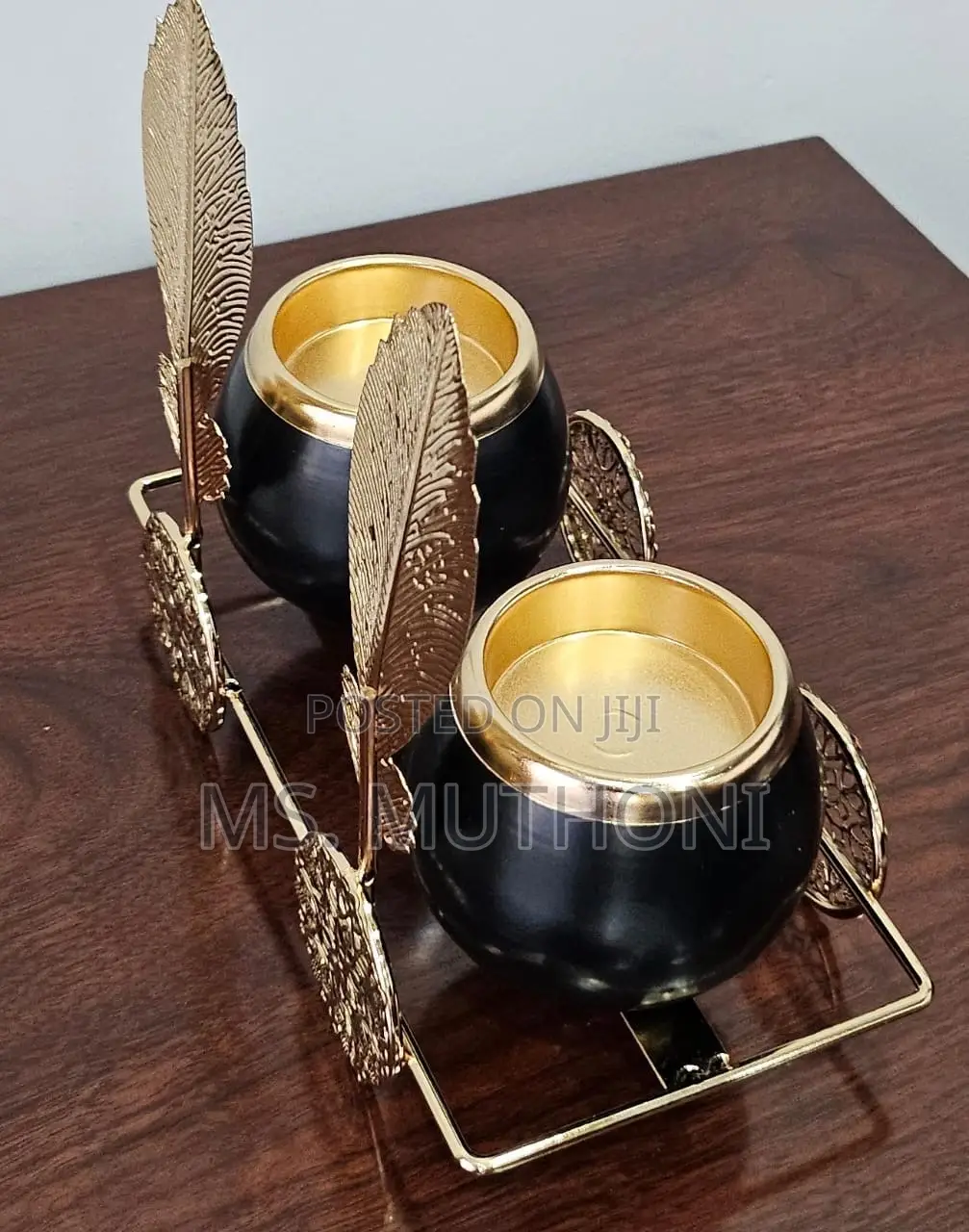 *2in1 Ceramic Candle Holder in Gold Leaf Stand