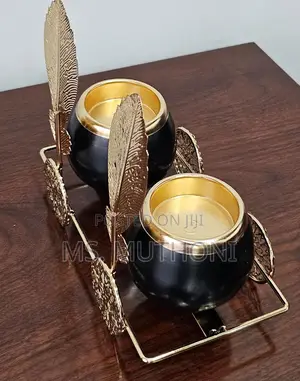 *2in1 Ceramic Candle Holder in Gold Leaf Stand