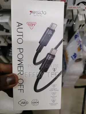 YESIDO CA160 1.2m 60W USB-C / Type-C to Type-C Auto Power-Of