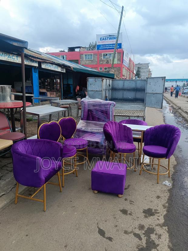 Salon Set, Purple and Gold With Marble Table  - main view
