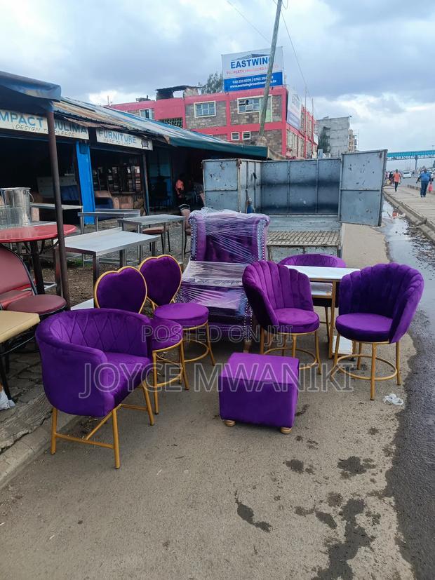Salon Set, Purple and Gold With Marble Table  - thumbnail 2