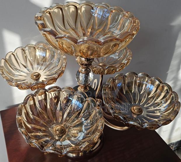 Heavy Glass 5 Arm Fruit Bowl Elegant Presentation Set - thumbnail 7