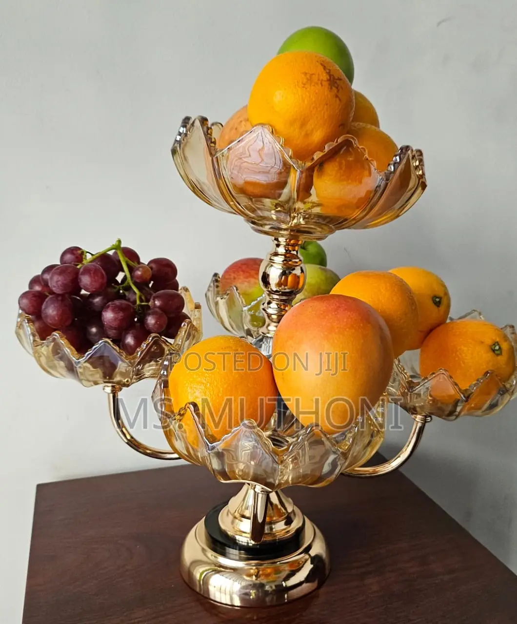 Heavy Glass 5 Arm Fruit Bowl Elegant Presentation Set