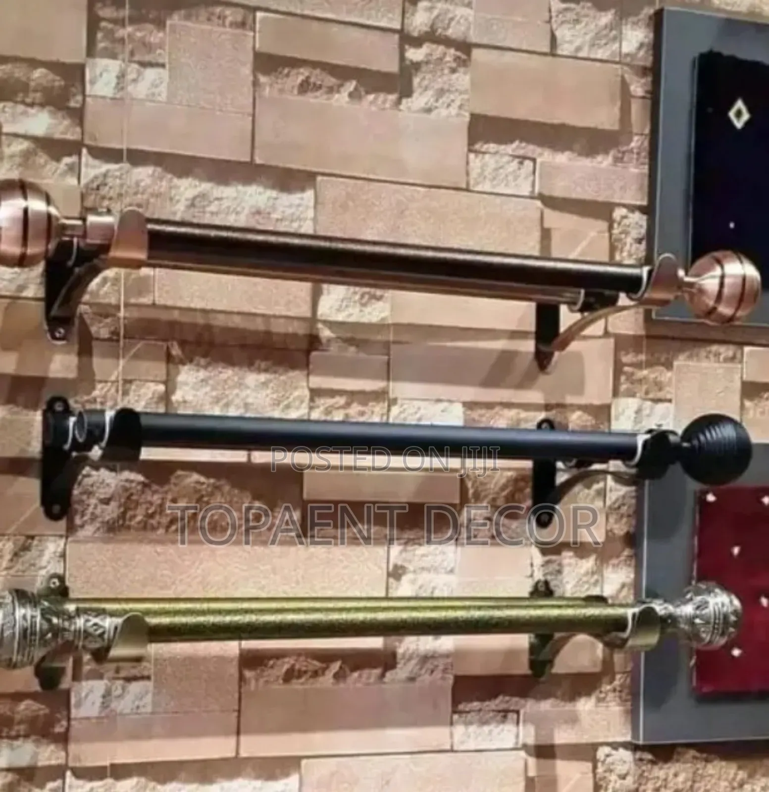 Brown , Black and Green Powder Coated Window Curtain Rods