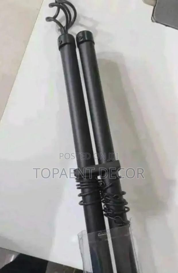 Double Black Adjustable Door Curtain Rods - main view
