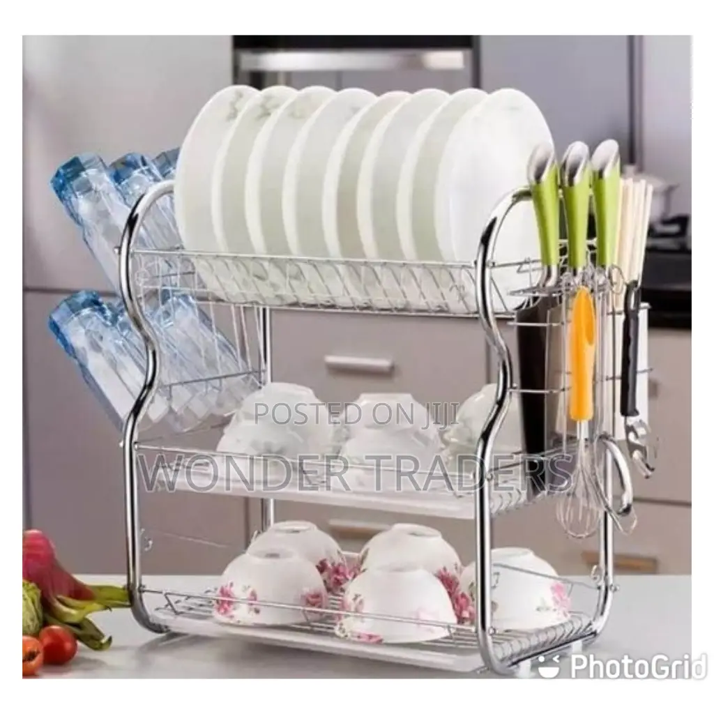 Dish Rack, 3 Layers Dish Rack With Drainer